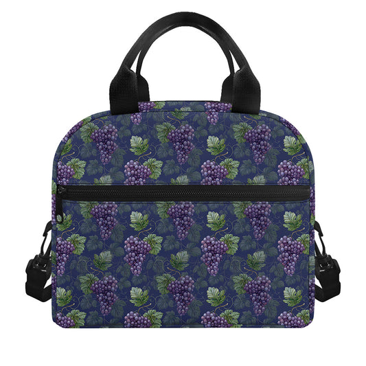 Watercolor Purple Grapes Pattern Print Insulated Lunch Bag