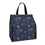 Watercolor Purple Grapes Pattern Print Insulated Lunch Tote