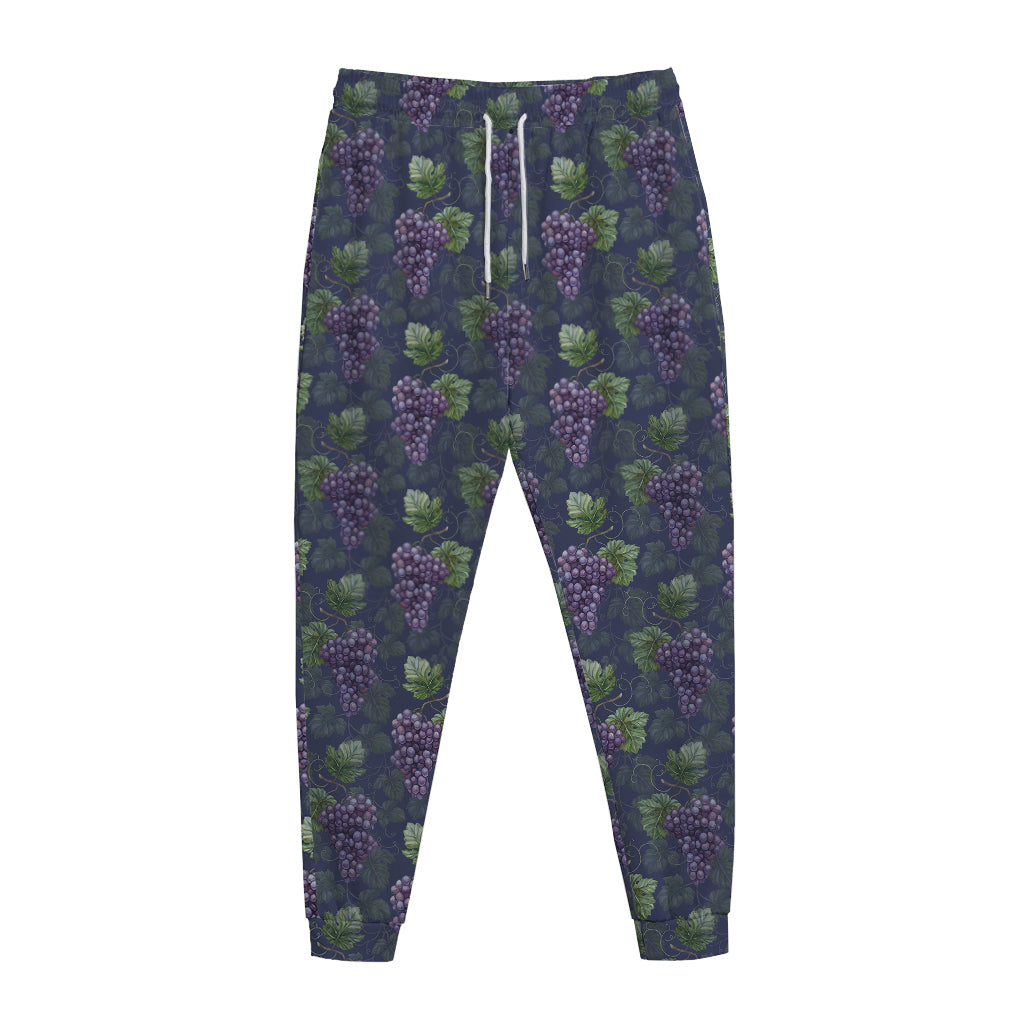Watercolor Purple Grapes Pattern Print Jogger Pants