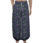 Watercolor Purple Grapes Pattern Print Lantern Pants