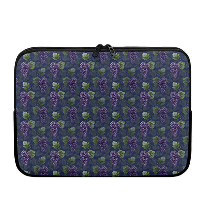 Watercolor Purple Grapes Pattern Print Laptop Sleeve