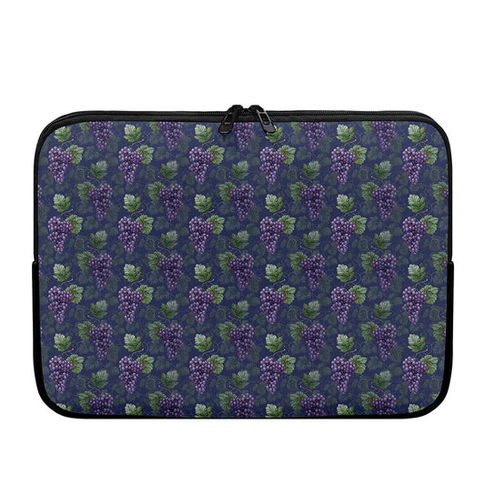 Watercolor Purple Grapes Pattern Print Laptop Sleeve