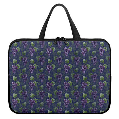 Watercolor Purple Grapes Pattern Print Laptop Sleeve With Handle