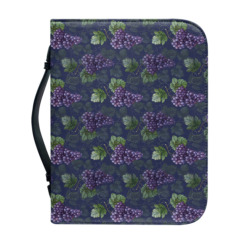 Watercolor Purple Grapes Pattern Print Leather Bible Cover