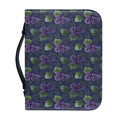 Watercolor Purple Grapes Pattern Print Leather Bible Cover