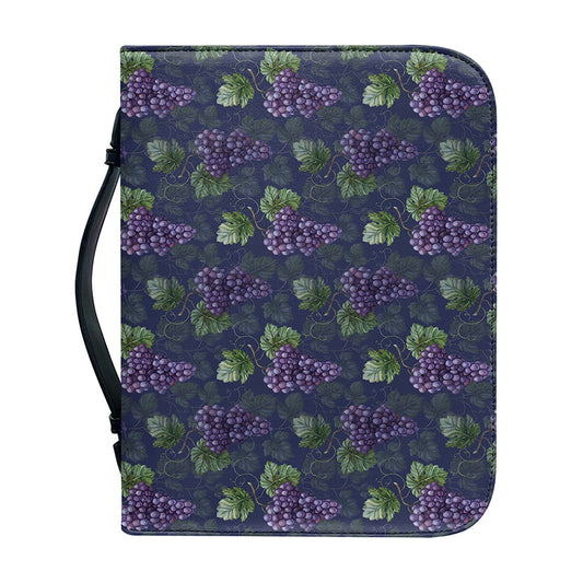 Watercolor Purple Grapes Pattern Print Leather Bible Cover