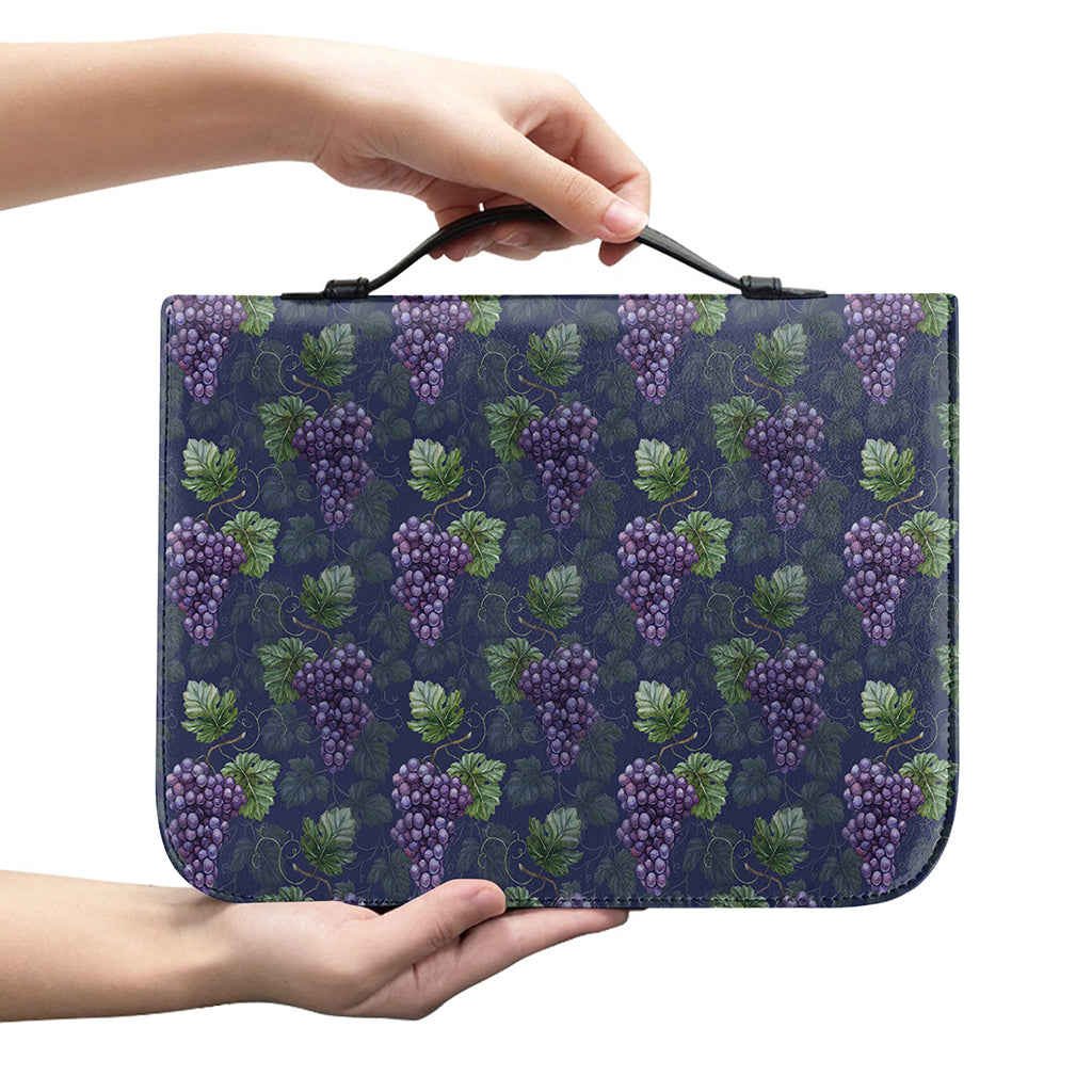 Watercolor Purple Grapes Pattern Print Leather Bible Cover