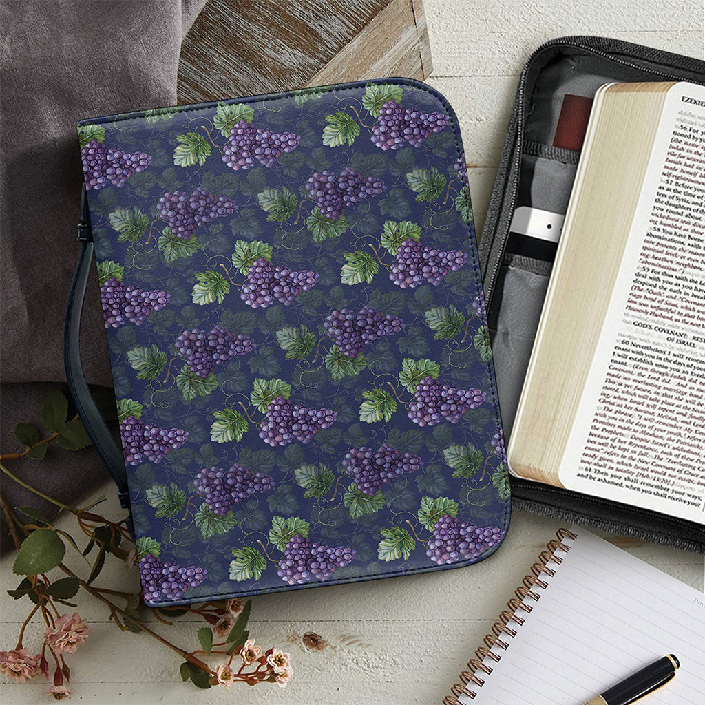 Watercolor Purple Grapes Pattern Print Leather Bible Cover