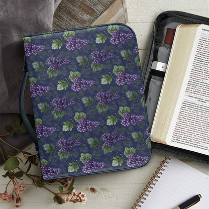 Watercolor Purple Grapes Pattern Print Leather Bible Cover