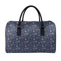 Watercolor Purple Grapes Pattern Print Leather Duffel Bag