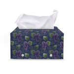 Watercolor Purple Grapes Pattern Print Leather Tissue Box Cover