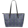 Watercolor Purple Grapes Pattern Print Leather Tote Bag With Zipper