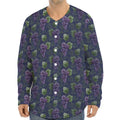 Watercolor Purple Grapes Pattern Print Long Sleeve Baseball Jersey