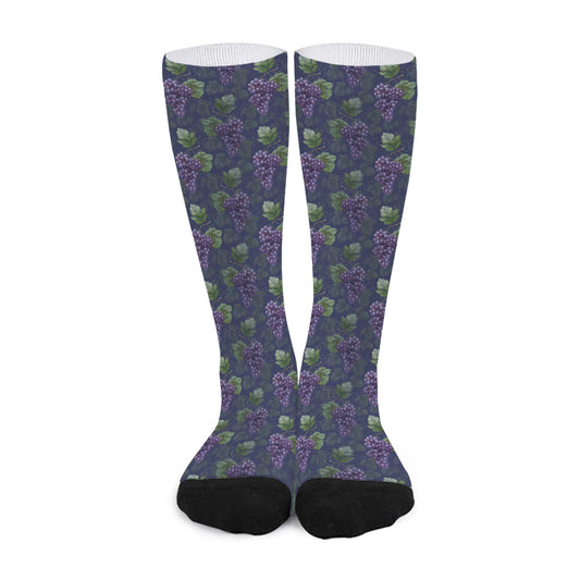 Watercolor Purple Grapes Pattern Print Long Socks