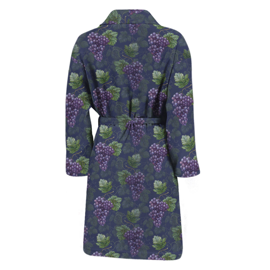 Watercolor Purple Grapes Pattern Print Men's Bathrobe
