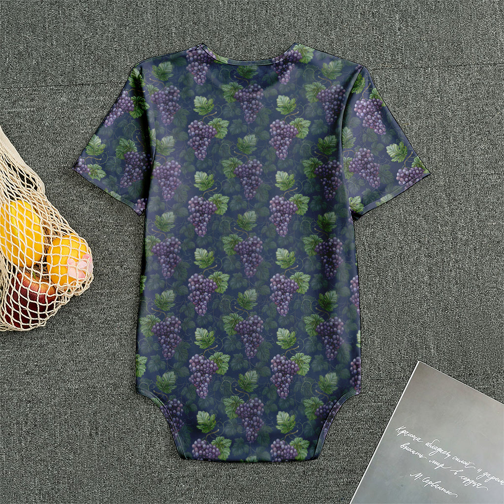 Watercolor Purple Grapes Pattern Print Men's Bodysuit