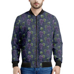 Watercolor Purple Grapes Pattern Print Men's Bomber Jacket
