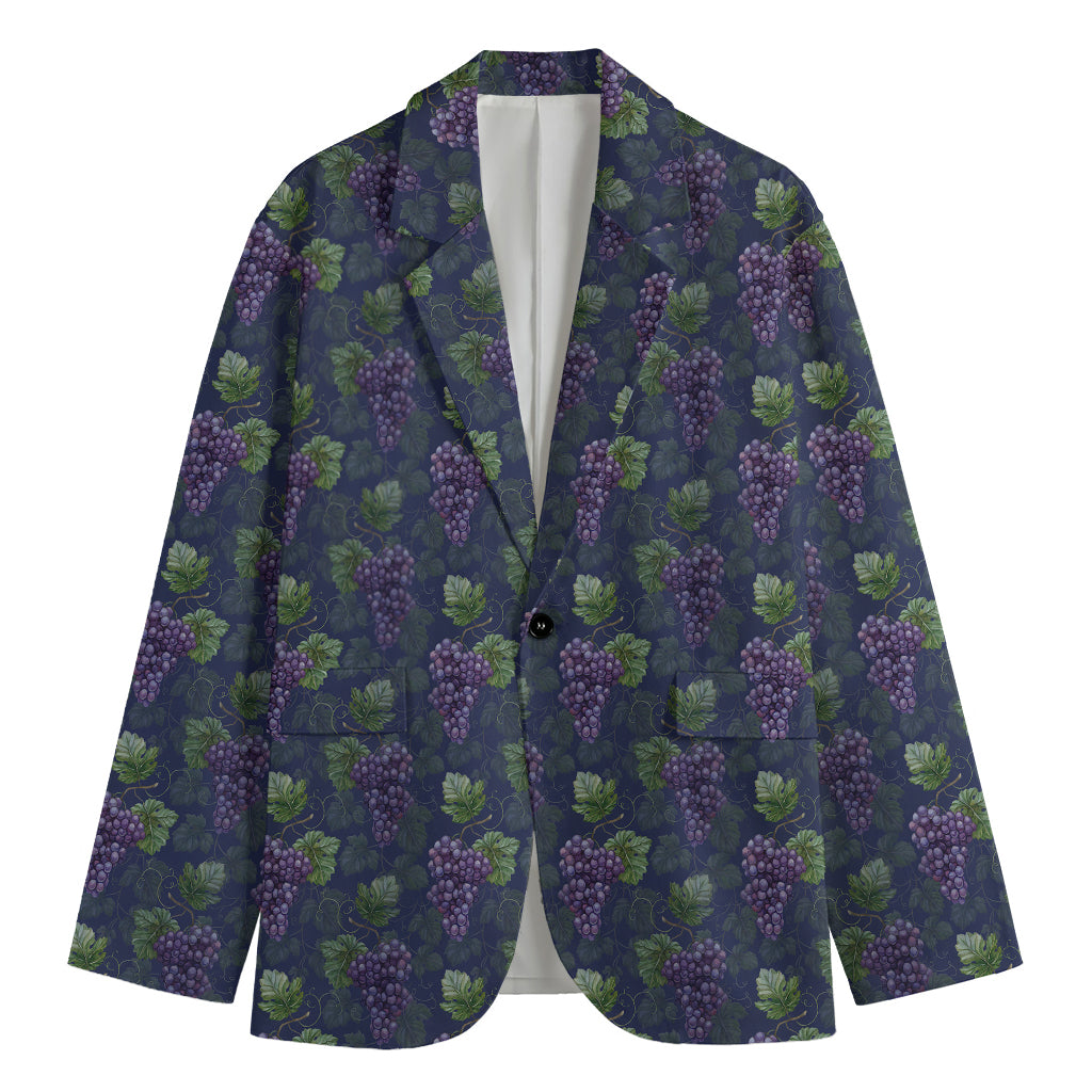Watercolor Purple Grapes Pattern Print Men's Cotton Blazer
