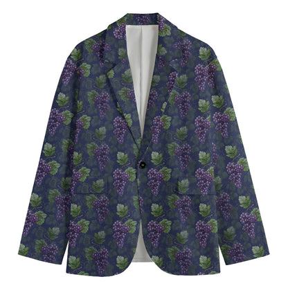 Watercolor Purple Grapes Pattern Print Men's Cotton Blazer