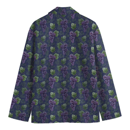 Watercolor Purple Grapes Pattern Print Men's Cotton Blazer