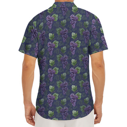 Watercolor Purple Grapes Pattern Print Men's Deep V-Neck Shirt