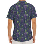 Watercolor Purple Grapes Pattern Print Men's Deep V-Neck Shirt