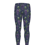 Watercolor Purple Grapes Pattern Print Men's leggings