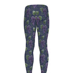 Watercolor Purple Grapes Pattern Print Men's leggings