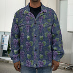 Watercolor Purple Grapes Pattern Print Men's Shirt Jacket