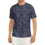 Watercolor Purple Grapes Pattern Print Men's Short Sleeve Rash Guard