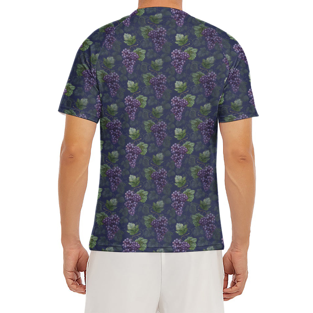 Watercolor Purple Grapes Pattern Print Men's Short Sleeve Rash Guard
