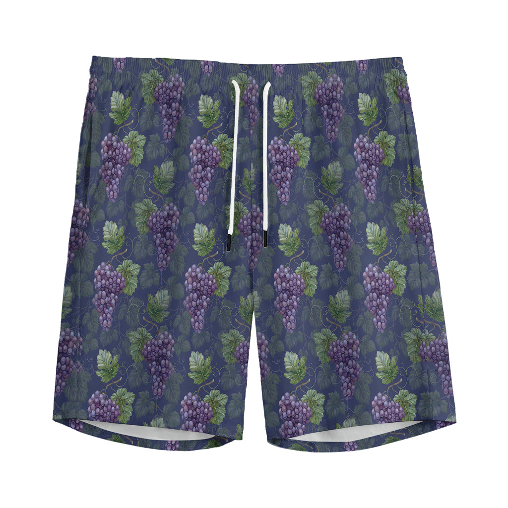 Watercolor Purple Grapes Pattern Print Men's Sports Shorts
