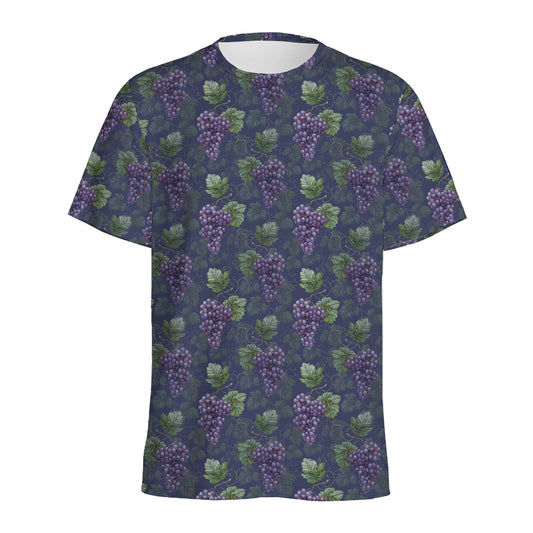 Watercolor Purple Grapes Pattern Print Men's Sports T-Shirt