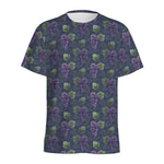 Watercolor Purple Grapes Pattern Print Men's Sports T-Shirt