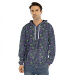 Watercolor Purple Grapes Pattern Print Men's Velvet Pullover Hoodie