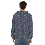 Watercolor Purple Grapes Pattern Print Men's Velvet Pullover Hoodie