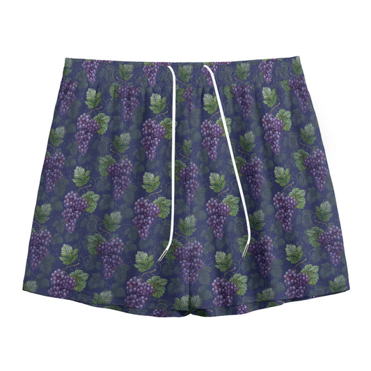 Watercolor Purple Grapes Pattern Print Mesh Shorts