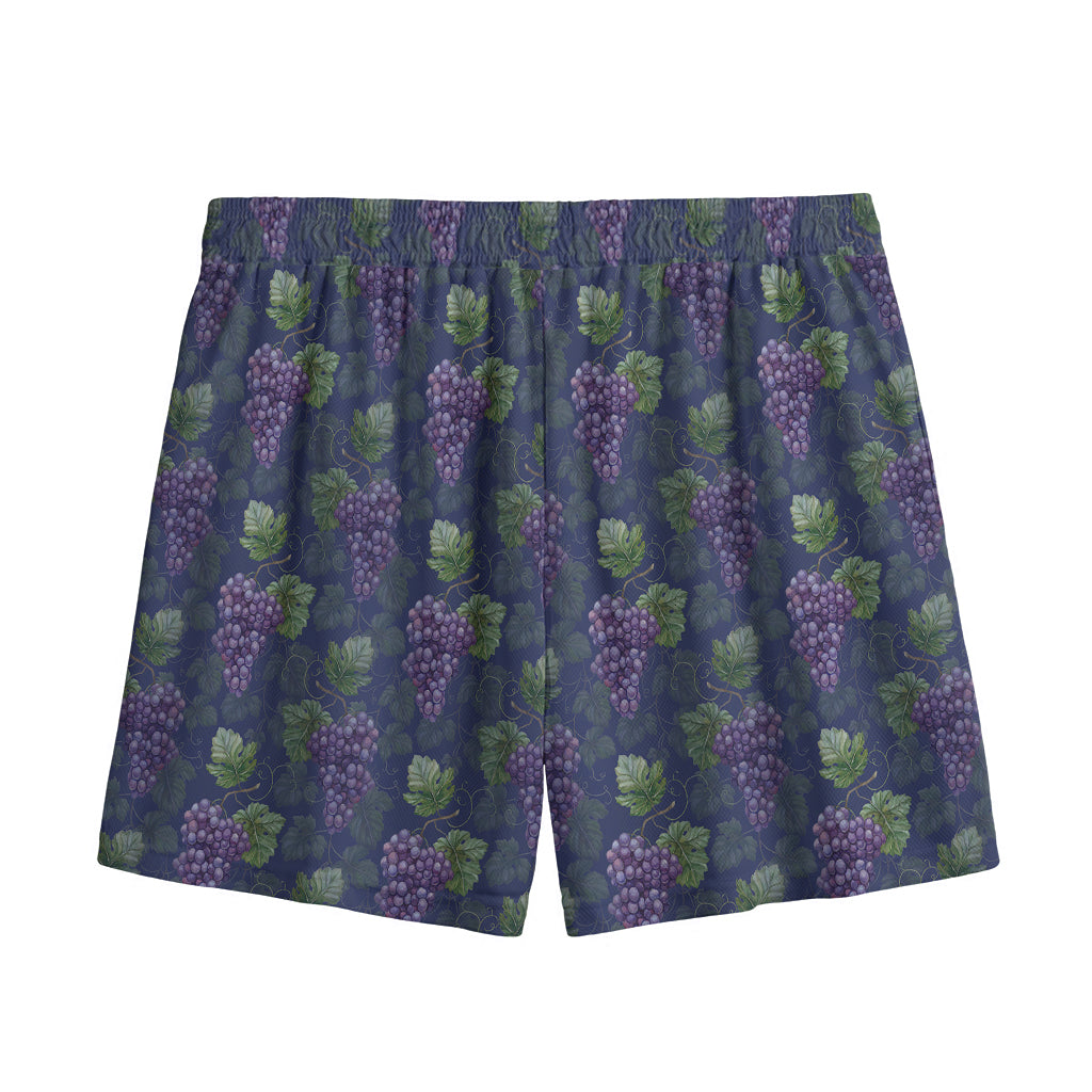 Watercolor Purple Grapes Pattern Print Mesh Shorts