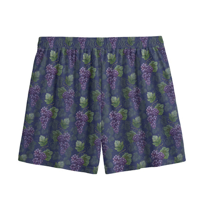 Watercolor Purple Grapes Pattern Print Mesh Shorts