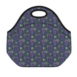 Watercolor Purple Grapes Pattern Print Neoprene Lunch Bag