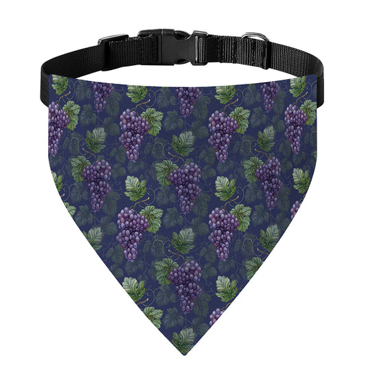 Watercolor Purple Grapes Pattern Print Over The Collar Dog Bandana