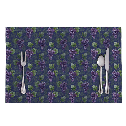 Watercolor Purple Grapes Pattern Print Placemat