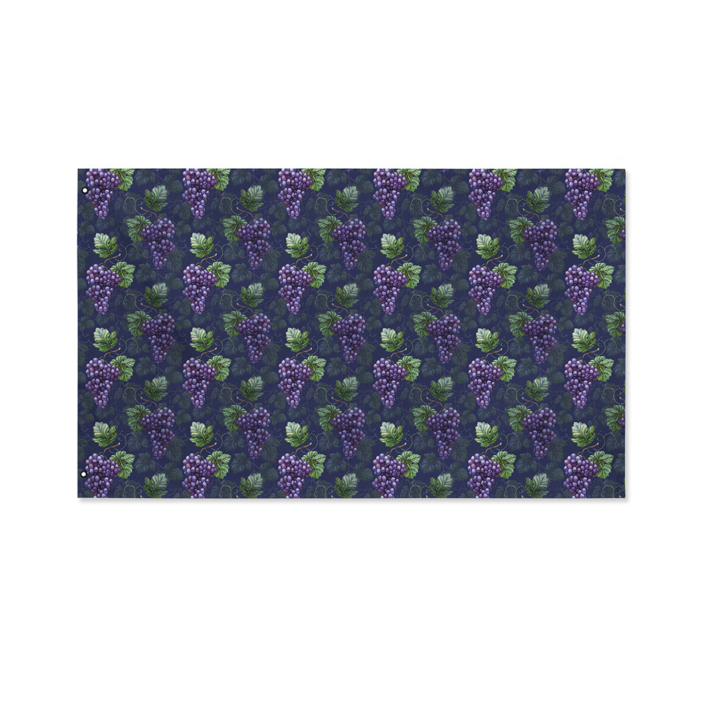Watercolor Purple Grapes Pattern Print Polyester Flag