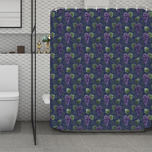 Watercolor Purple Grapes Pattern Print Polyester Shower Curtain