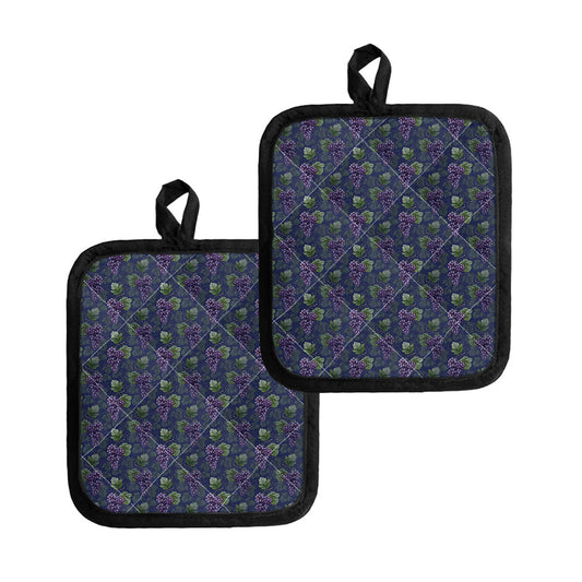 Watercolor Purple Grapes Pattern Print Pot Holders