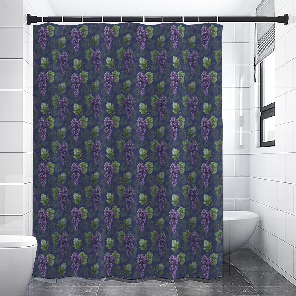 Watercolor Purple Grapes Pattern Print Premium Shower Curtain