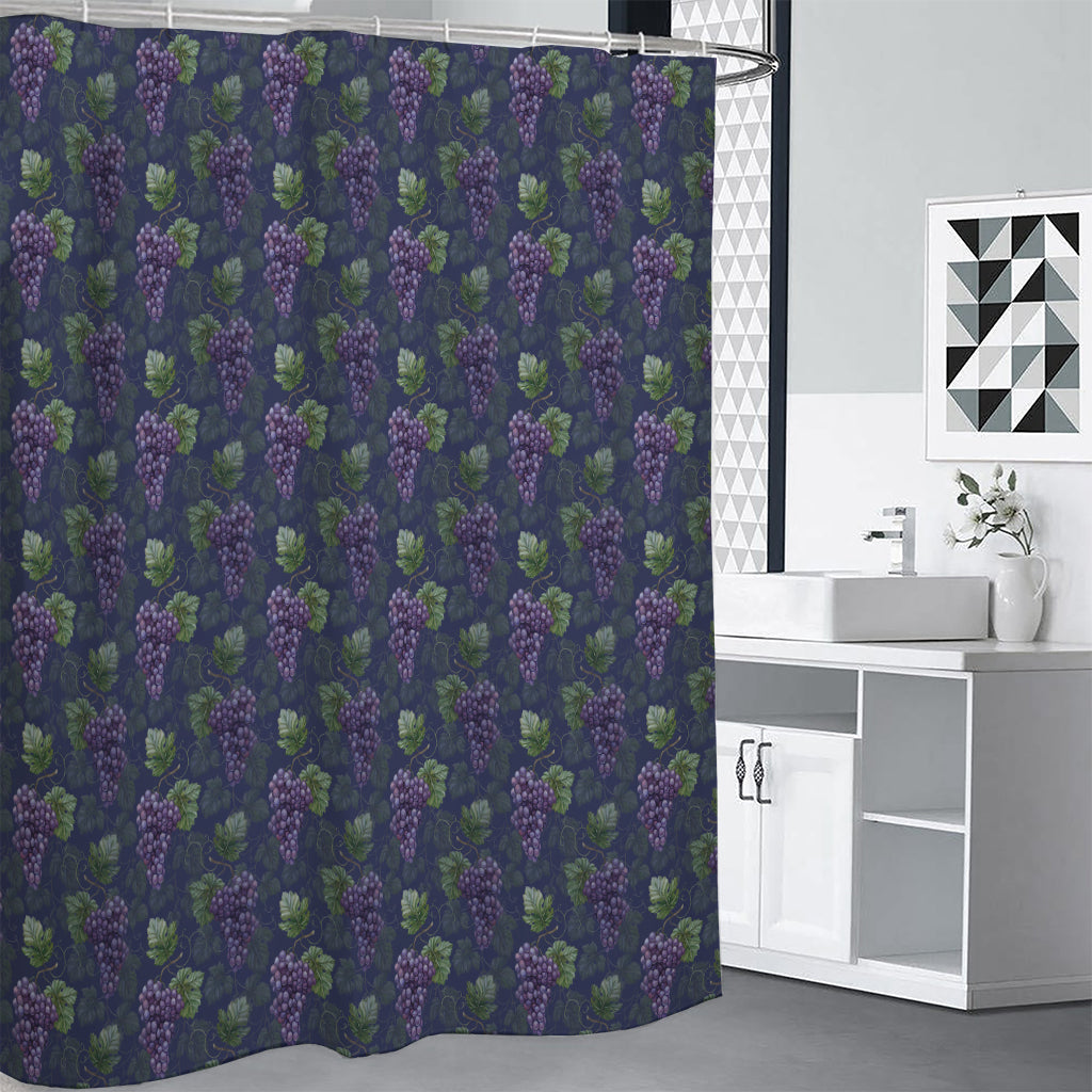 Watercolor Purple Grapes Pattern Print Premium Shower Curtain