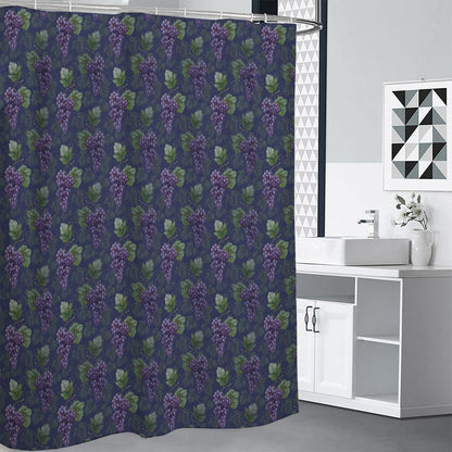 Watercolor Purple Grapes Pattern Print Premium Shower Curtain