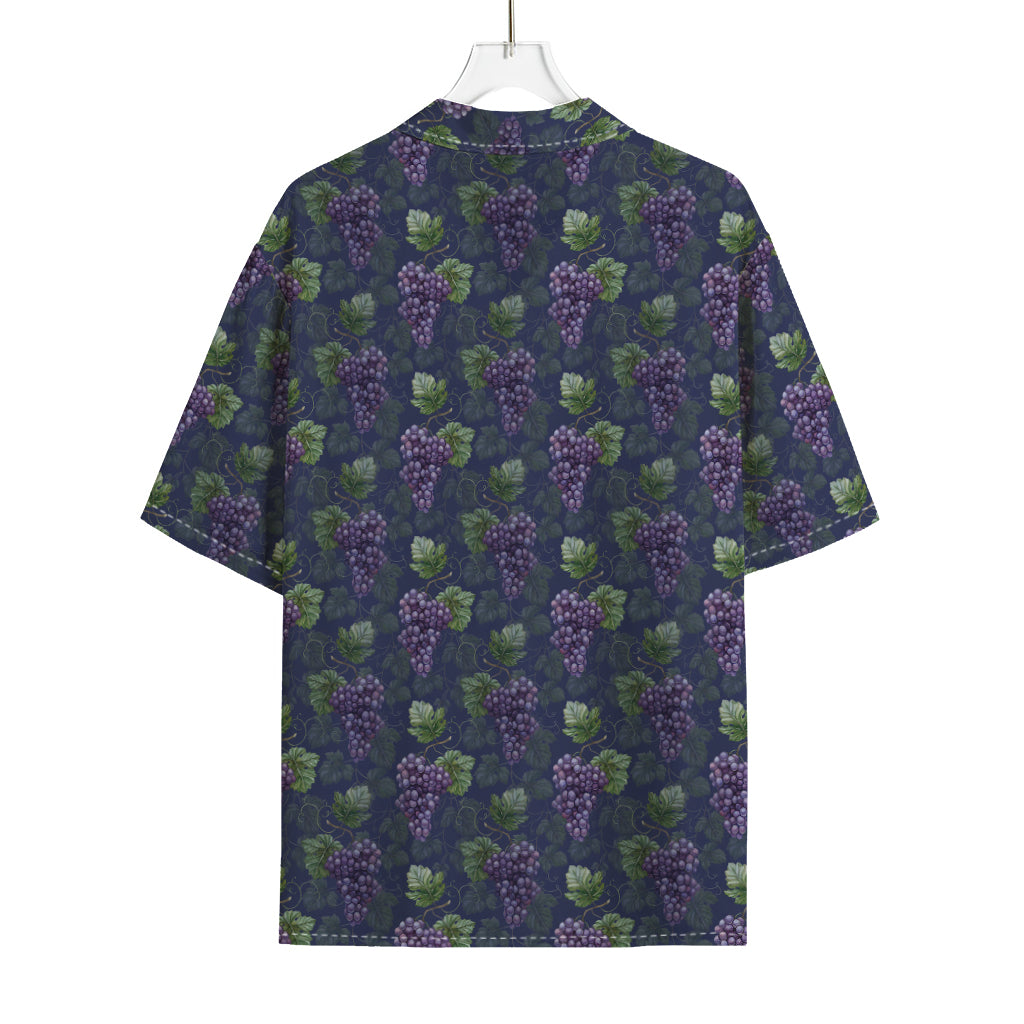 Watercolor Purple Grapes Pattern Print Rayon Hawaiian Shirt