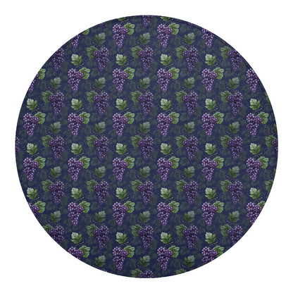 Watercolor Purple Grapes Pattern Print Round Blanket